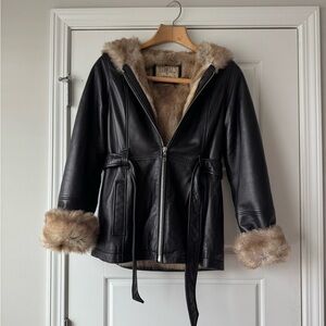 Wilson Leather Jacket with Faux Fur Trim